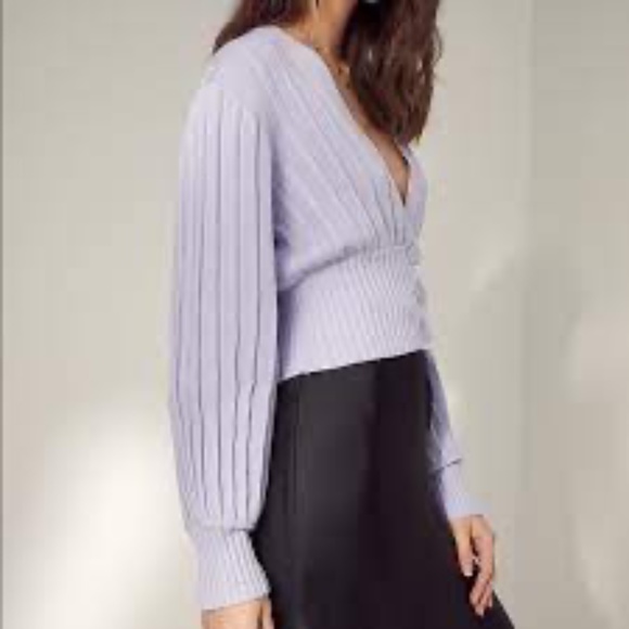 Aritzia Wilfred Plunge Cardigan in PALE VIOLET - Picture 3 of 9